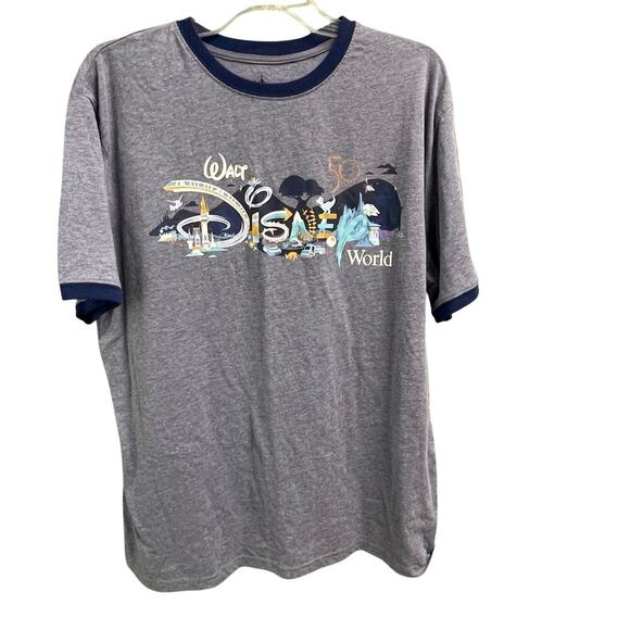 Walt Disney World Ringer Tee Size Large Graphic  Shirt 50 Anniversary - Picture 1 of 3